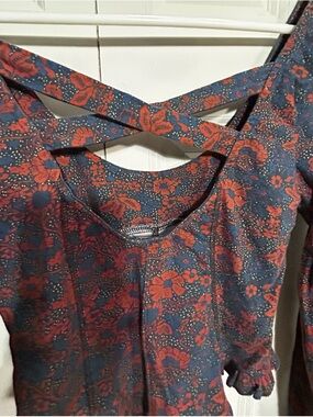 Free People floral scoop neck Criss/Cross back top